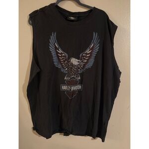 Vintage Harley-Davidson Sleeveless Muscle T-Shirt Eagle Freedom Machine Mens XXL